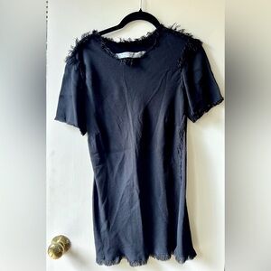 Raquel Allegra black fringed shift mini dress or top